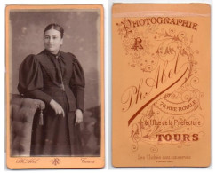 (Photo Carte De Visite) 295, Portrait De Femme, Tourangelle, Photo Ph Abel à Tours - Anonymous Persons