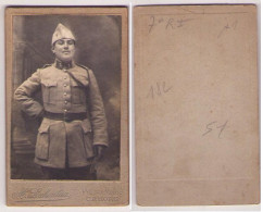 (Photo Carte De Visite) 182, Portrait Militaire, 7e RI Régiment D'infanterie à Cahors Par A Lahontaa - Guerra, Militari