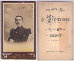 (Photo Carte De Visite) 179, Portrait Militaire, 69e RI Régiment D'infanterie à Nancy Par G Bontemps - War, Military