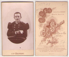 (Photo Carte De Visite) 170, Portrait Militaire, 135e RI Régiment D'infanterie à Angers Par C P Seureau à Angers - Krieg, Militär