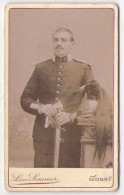 (Photo Carte De Visite) 019, Photo Militaria Léon Sommer à Joigny, 1 Régiment De Dragons - Krieg, Militär