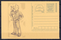 Carte INDE - Entier Postal 2015 - MILOU Dans Les Bras De TINTIN - Neuf ** (MNH) - Cartoline Postali