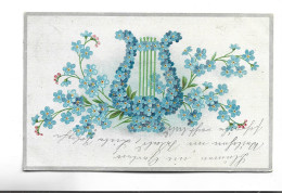 CPA ALLEMAGNE HARPE EN FLEURS BLEUES    (voir Timbre) - Autres & Non Classés