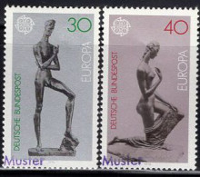 GERMANY(1974) Sculptures By Lehmbruck. Set Of 2 With MUSTER (specimen) Overprint. Scott No 1141-2. - Andere & Zonder Classificatie