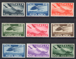 1945-46 Italia - Repubblica, Posta Aerea, N. 126/134 9 Valori MNH** - Poste Aérienne