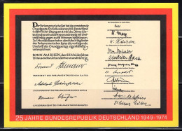 GERMANY(1974) Signatures Of Basic Law Act. Postal Card With MUSTER (specimen) Overprint. - Postales Ilustrados - Nuevos