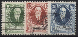 Liechtenstein 1925 85. Geburtstag Von Fürst Johann II. 72/74 Gestempelt - Gebruikt