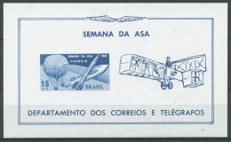 Brasilien 1967 Flugwoche Ballon Flugzeug Block 21 Postfrisch (C63302), Bügig - Blocks & Sheetlets