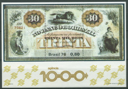 Brasilien 1976 Bank Von Brasilien Banknote Block 38 Postfrisch (C63304) - Hojas Bloque