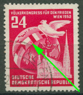 DDR 1952 Völkerkongreß Für Den Frieden Mit Plattenfehler 320 F 38 Gestempelt - Varietà E Curiosità