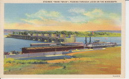 Steamer ''Mark Twain'' Passing Through Locks On The Mississipi US  Dock, 2 Sc - Otros & Sin Clasificación