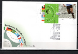 Uruguay 2002 Football Soccer World Cup Set Of 2 On FDC - 2002 – South Korea / Japan