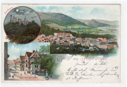 39013721 - Gruss Aus Meiningen Mit Gesamtansicht, Schloss Landsberg Und Henneberger Haus Gelaufen Von 1897. Gute Erhalt - Meiningen