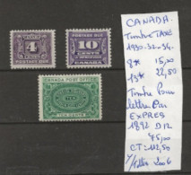 TIMBRES DU CANADA NEUF **MNH/* /1930/34 TIMBRES DE Nr VOIR SUR PAPIER AVEC TIMBRES COTE 112.50  € - Segnatasse