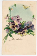 CPA - BOUQUET DE PENSÉES ET PAPILLON AVEC CACHET LES RICEYS (2153)_CP555 - Fleurs