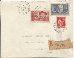 SOLDES - 1938 - N° 383/384 Oblitérés (o) Sur Lettre RECOMMANDEE-TASSIN LA DEMI LUNE - Cartas & Documentos