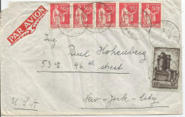 SOLDES - 1938 - N° 393 Et 283 (x5) Oblitérés (o) Sur Lettre  PA  Vers NEW-YORK - Briefe U. Dokumente