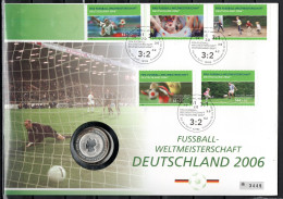 Germany 2003 Football Soccer World Cup Set Of 5 On Numismatic Cover With 10 Euro Silver Coin - 2006 – Deutschland