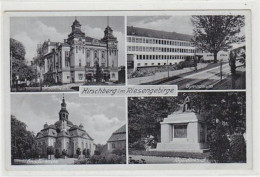 39054821 - Hirschberg Im Riesengebirge / Jelenia Góra. Stadttheater Gymnasium Gnadenkirche Jaegerdenkmal. Karte Beschri - Schlesien
