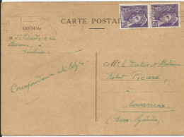 SOLDES - 1938-41 - N° 413 (x2) Oblitérés (o) Sur Carte - CORRESPONDANCE ENTRE BELGES - 1938-42 Mercurius