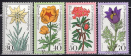 GERMANY(1975) Alpine Flowers. Set Of 4 With MUSTER (specimen) Overprint. Scott No B521-4. - Andere & Zonder Classificatie