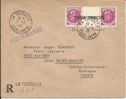 SOLDES - 1945 - N° 505 (interpan.) Obl. TAXE PERCUE - ILOT ST NAZAIRE- RECOM. LA TURBALLE - RRR - Brieven En Documenten