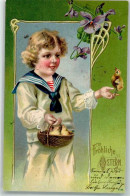 10684121 - Kind Matrosenanzug Kueken Veilchen Jugendstil Lithographie - Easter
