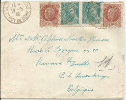 SOLDES - 1942 - N° 517(x2) + 538 (x2) Oblitéré (o) Sur Lettre CENSUREE Vers Belgique - Cartas & Documentos