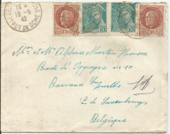 SOLDES - 1942 - N° 517(x2) + 538 (x2) Oblitéré (o) Sur Lettre CENSUREE Vers Belgique - Brieven En Documenten