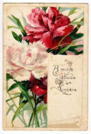 CPA GAUFRÉE - OEILLETS " AMITIÉ DOUCE ET SINCÈRE " (1292)_CP400 - Flowers