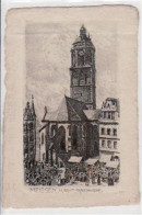 39029621 - Meissen, Federzeichnung Mit Frauenkirche Am Markt Ungelaufen  Leichter Knick Am Rand Oben Und Links, Leicht  - Meissen