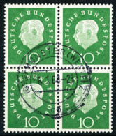 BRD DS HEUSS 3 Nr 303 Zentrisch Gestempelt VIERERBLOCK X46B542 - Used Stamps