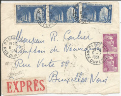 SOLDES - 1949 - N° 842 (x3) + 811 (x2) Oblitérés Sur Lettre EXPRES - PARIS 90 Vers BRUXELLES - Brieven En Documenten