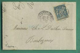 Lettre Cachet La Rochelle Timbre Type Sage 27-07-1890 Adressée à Barbezieux Charente - Handstempel