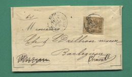 Lettre Cachet Angoulême Du 24-03-1886 Timbre Type Sage 30 C Adressée à Barbezieux Charente - Manual Postmarks