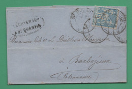 02 Saint Quentin Lettre Lécuyer Oblitération Sur Timbre Type 15c Type Sage 1890 Adressée à Barbezieux - Handstempel