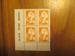 2023 Marianne De L'avenir Balez Bloc De 4 1€ Orange Coin Daté 19/10/23 Neuf ** MNH (Réf 2024-67) - Used Stamps