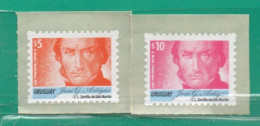 1828 URUGUAY 2024 Artigas Color Naranja VF $ 5,00  Y Magenta VF $ 10,00 Serie Permanente-TT: Personalidades - Uruguay