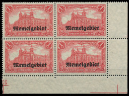 MEMEL 1920 GERMANIA Nr 9 Postfrisch VIERERBLOCK ECKE-UR X416A0E - Memelgebiet 1923