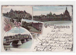 39028321 - Dresden, Lithographie Mit Carolabuecke Und Finanzministerium Gelaufen Von 1899 Kleiner Knick Unten Rechts Un - Dresden