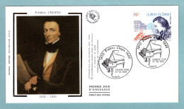 FDC France 1999 - Frédéric Chopin - Compositeur - YT 3287 - Paris (soie) - 1990-1999