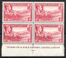 MONTSERRAT.......KING GEORGE VI..(1936-52..)....1d  IMPRINT BLOCK OF 4....SG102a....2 X MH....2 X MNH........ - Montserrat