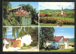 AK Kumreut /Röhrnbach Bei Freyung, Pension-Café Restaurant Bergschlöss`l, Terrasse, Ortspartie Mit Kirche  - Freyung