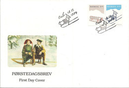 Norge Norway 1994 Christmas Rodel Sled, Tret Sled  Mi 1170-1171 , FDC - FDC