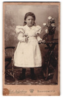 Fotografie Rich. Fritzsching, Bischofswerda I. S., Albertstrasse 17, Junges Mädchen Mit Blume In Der Hand  - Anonieme Personen