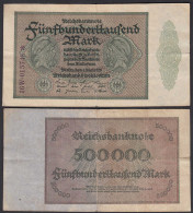 Ro 87f - 500 Tausend Mark 1923 Pick 88b VF- (3-) Serie A 1-fach Mit Star  (30782 - Andere & Zonder Classificatie