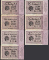 7 Stück - Ro 82a - 100-tausend Mark 1923 Pick 83a F-VF+ (4/3+) Versch. Serien - Other & Unclassified