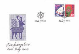 Norway Norge 1995 Christmas, Knittet Caps And Mittens   Mi 1200-1201  FDC - Brieven En Documenten