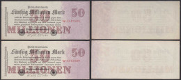 Ro 97a 2 Stück á 50 Millionen Mark 1923 Pick 98 Serie W Im Paar XF- (2-)  (30797 - Altri & Non Classificati