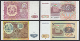 TADSCHIKISTAN - TAJIKISTAN 100 + 500 Rubels Banknoten 1994  UNC (1)  (31894 - Andere - Azië